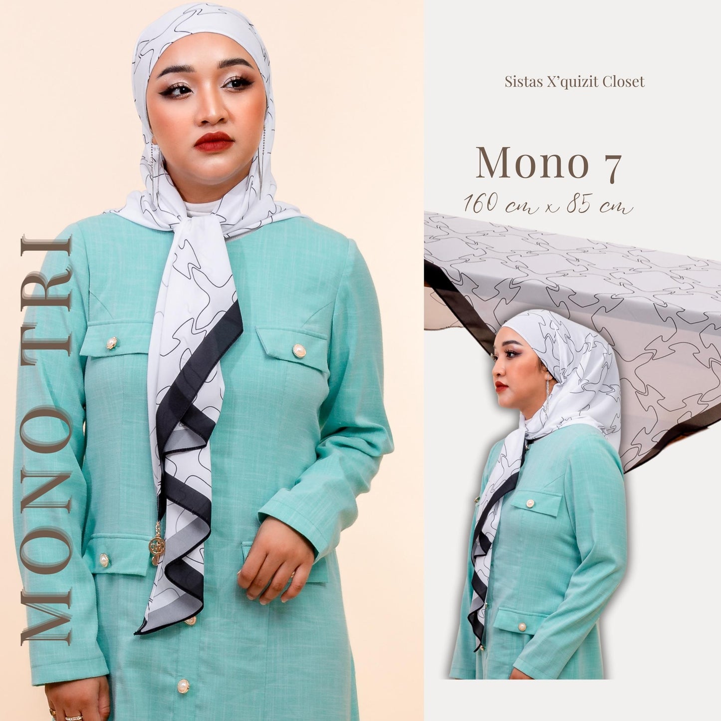 Monochrome Tri Scarf Korean Premium Chiffon